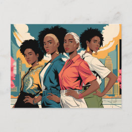 都市の女性に力を与えるファッション ポストカード