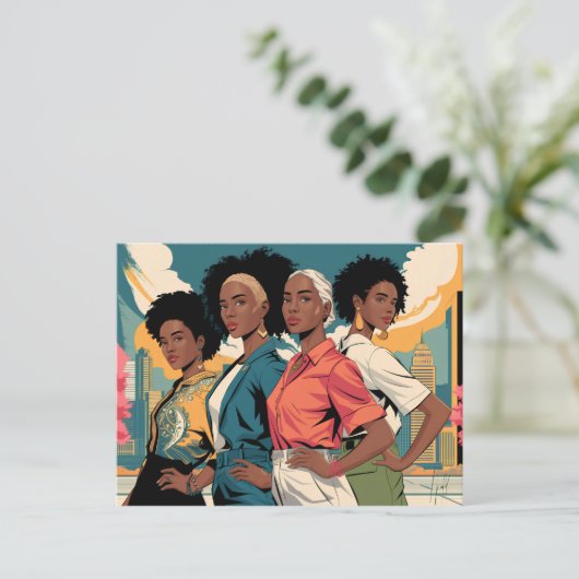 都市の女性に力を与えるファッション ポストカード (スタンド正面)