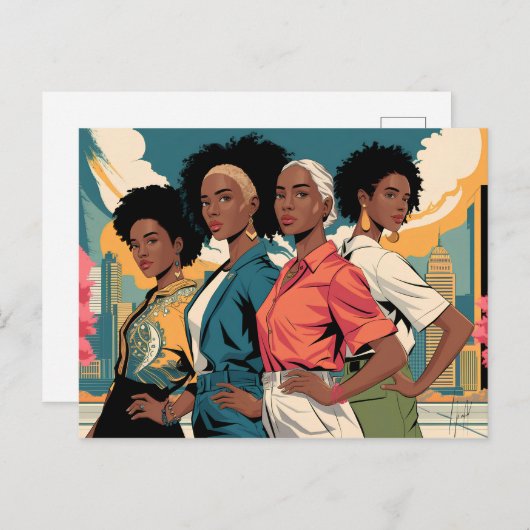 都市の女性に力を与えるファッション ポストカード (正面/裏面)