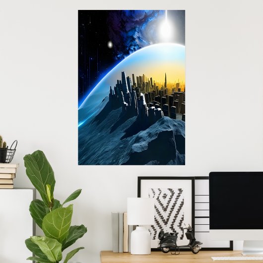 都市の宇宙 | AIアートポスター ポスター (ホームオフィス)