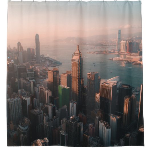 都市の景観の航空写真 シャワーカーテン (正面)