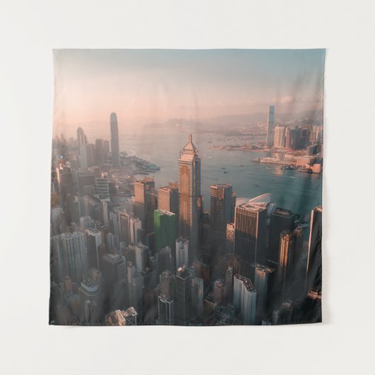 都市の景観の航空写真 タペストリー (正面)
