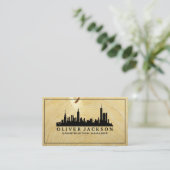 都市の景観 |木目 名刺 (スタンド正面)