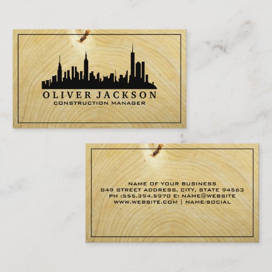 都市の景観 |木目 名刺 (正面/裏面)