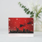 都市の空にサンタのポストカード ポストカード (スタンド正面)