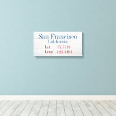 都市の緯度と経度 キャンバスプリント (インサイチュ (ウッドフロア))