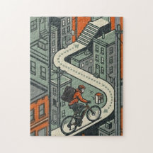 都市の自転車宅配便シティジグソーパズル