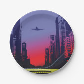 都市の風景アットダスク ペーパープレート (正面)