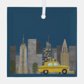 都市の黄色いキャブのカスタマイズ可能 ガラスオーナメント (裏面)