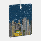 都市の黄色いキャブのカスタマイズ可能 メタルオーナメント (正面右)