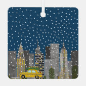 都市の黄色いキャブのカスタマイズ可能 メタルオーナメント (裏面)