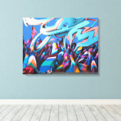 都市カラフルグラフィティ通りアート キャンバスプリント (インサイチュ (ウッドフロア))