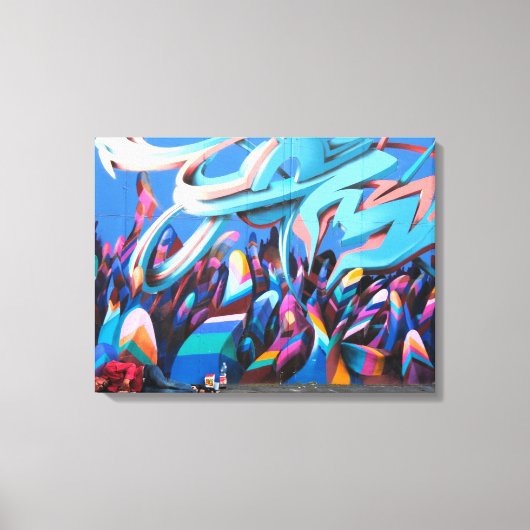 都市カラフルグラフィティ通りアート キャンバスプリント (正面)