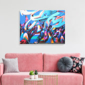 都市カラフルグラフィティ通りアート キャンバスプリント (インサイチュ (リビング))