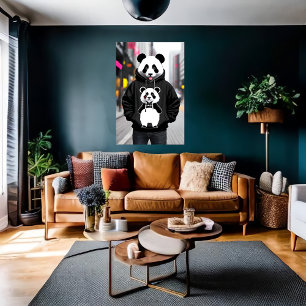 都市クールの擬人化パンダ   AI Art ポスター