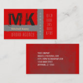 都市グランジなデザインの赤い及び灰色の名刺 名刺 (正面/裏面)