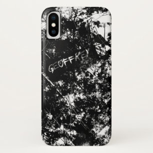 都市グランジな白黒傷の抽象芸術 iPhone X ケース