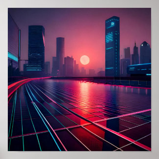 都市サイバーパンクフィールドポスター ポスター
