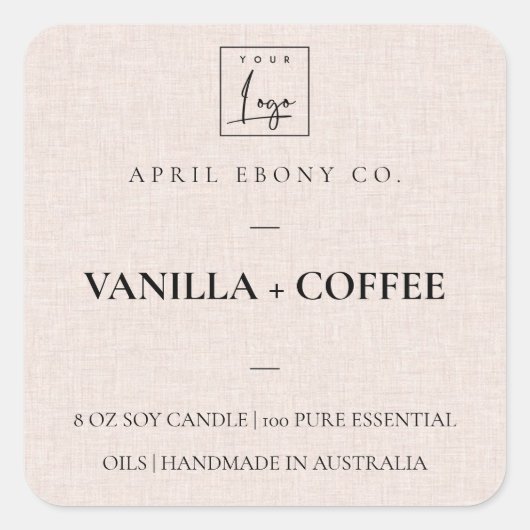 都市シンプルミニマル赤面エレガントピンクリネンのロゴ スクエアシール (正面)