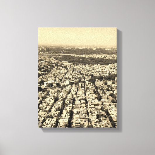 都市スカイラインの空中写真 キャンバスプリント (正面)