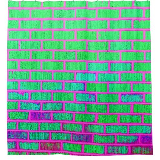 都市ネオンレンガ壁 シャワーカーテン (正面)