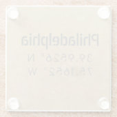 都市フィラデルフィアのマップ座標 ガラスコースター (裏面)