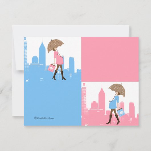 都市ベビーシャワーの招待状の新生児 招待状 (裏面)