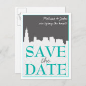 都市モダンの街並み日付はがきを保存 案内ポストカード (正面/裏面)