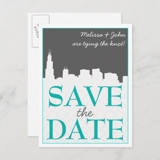 都市モダンの街並み日付はがきを保存 案内ポストカード (正面/裏面)