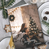 都市モダンカップルのクリスマスフォトストリングライト シーズンカード