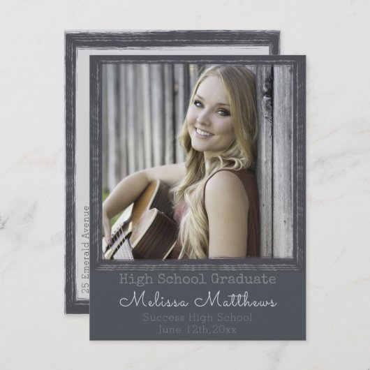 都市モダン写真枠卒業用はがき 案内ポストカード (正面/裏面)