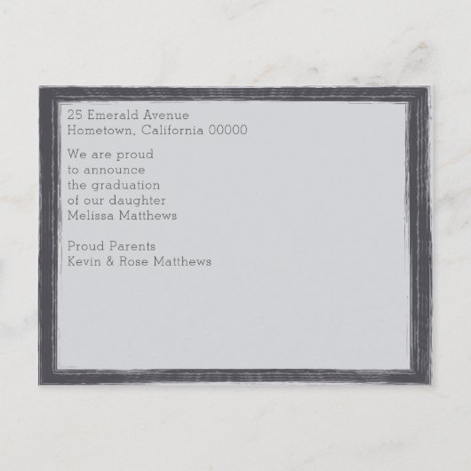 都市モダン写真枠卒業用はがき 案内ポストカード (裏面)