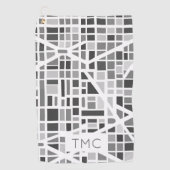 都市モダン地図モノグラムイニシャル建築 ゴルフタオル (正面)
