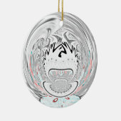 都市モダン植物模様 セラミックオーナメント (右)