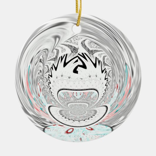 都市モダン植物模様 セラミックオーナメント (正面)