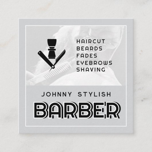 都市モダン理容師名刺 スクエア名刺 (正面)
