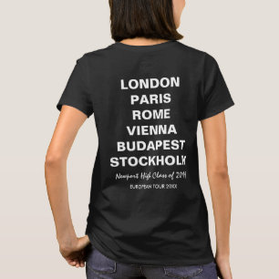 都市ヨーロッパ旅行のカスタムのクラス旅行のリスト Tシャツ