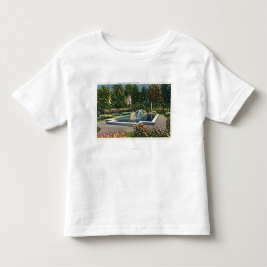 都市公園のイタリアンなバラ園の眺め トドラーTシャツ (正面)