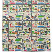 都市地図パターン シャワーカーテン (正面)