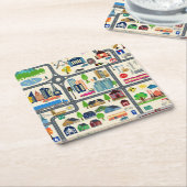 都市地図パターン スクエアペーパーコースター (アングル)