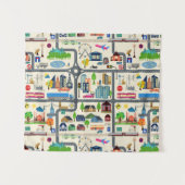 都市地図パターン タペストリー (正面(横))