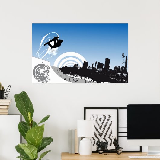 都市型フリースタイルのスノーボーディングポスター ポスター (ホームオフィス)