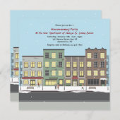 都市引っ越し祝いパーティーのパーティの招待状の突風 招待状 (正面/裏面)