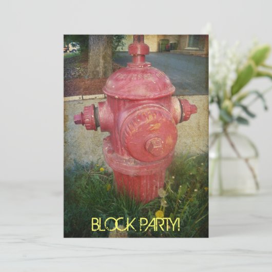 都市扱われた消火栓のブロックのパーティの招待状 招待状 (スタンド正面)