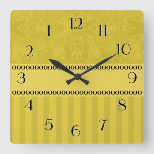 都市抽象芸術バックワード時計の金ゴールドとストライプ スクエア壁時計 (正面)