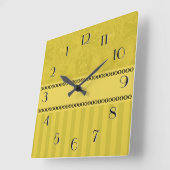 都市抽象芸術バックワード時計の金ゴールドとストライプ スクエア壁時計 (傾斜)