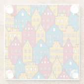 都市抽象芸術:ヴィンテージ都市パターン ガラスコースター (裏面)