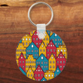 都市抽象芸術:ヴィンテージ都市パターン キーホルダー (裏面)