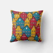 都市抽象芸術:ヴィンテージ都市パターン クッション (裏面)