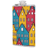 都市抽象芸術:ヴィンテージ都市パターン フラスク (左)